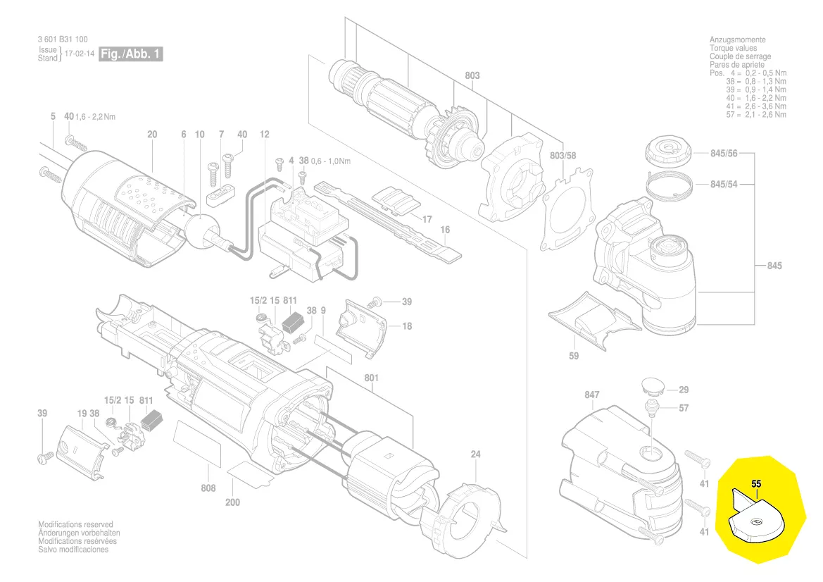 Levier porte-outil réf. 2 601 901 025 BOSCH